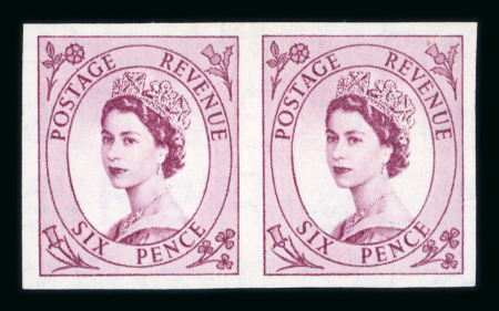 Stamp of Great Britain » Queen Elizabeth II 1952-54 Watermark Tudor Crown 6d. reddish purple, imperforate