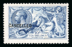 Stamp of Great Britain » King George V » 1913-19 Seahorse Issues 1915-18 De La Rue 10/-  blue overprinted “CANCELLED”
