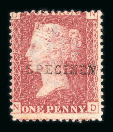 Stamp of Great Britain » 1854-70 Perforated Line Engraved GB 1858-79 1d. red, pl. 146, ND, overprinted “SPECIMEN” (type 9)