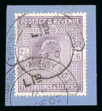 Stamp of Great Britain » King Edward VII » 1902-10 De La Rue Issues 1902-10 De La Rue 2/6d. lilac tied to piece with neat