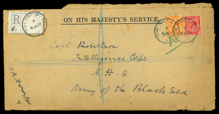Stamp of Batum Batum 1920 registered OHMS cover APO Y3 to GHQ APO Y1