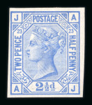 Stamp of Great Britain » 1855-1900 Surface Printed » 1880-83 Large Coloured Corner Letters, Wmk Imperial Crown 1880-83 watermark crown 2½d. blue pl. 23, AJ, imperf.