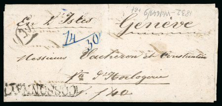 Stamp of Switzerland / Schweiz » Vorphilatelie Schweiz 1832, Faltbrief mit Inhalt von Cossonay (Kanton Waadt) nach Genf
