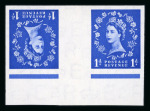Stamp of Great Britain » Queen Elizabeth II 1952-54 1d. ultramarine, marginal imperf. tête-bêche