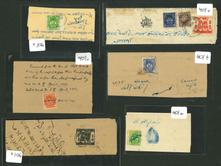 Stamp of Indian States » Bundi Fiscal usages: Group of 26 documents franked with mostly Sacred Cows issues