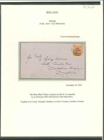 Stamp of Ireland » 1922 (Jul-Nov) Thom Overprints (T25-T41) 1/2d to 9d, a selection of various values on seven covers or cards, showing cross-border ds, advertising cover for "The People" newspaper of Wexford, two flight covers on the London to Cairo airmail etc., a fine and att