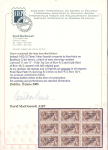 Stamp of Ireland » 1922-23 Thom Three-Line Overprints (T47-T61) 2s6d chocolate-brown, mint nh block of nine from Base Plate 5A, showing corrected "S" over "E" on R9/2 and Guide Block on R10/2, fresh, very fine and an unusual combination of varieties, showpiece, cert. David MacDonnell