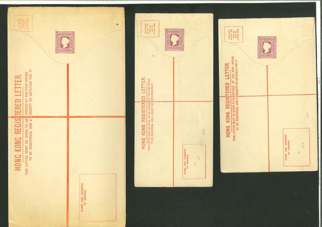 Stamp of Hong Kong Hong Kong Registered postal stationery unused and specimen envelopes