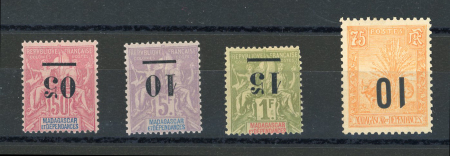 Stamp of Colonies françaises » Madagascar (Poste française) 1902-1912, Y&T n° 48a, 49a, 50a et 120a, les quatre