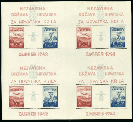 Stamp of Croatia Croatia 1942 Model Airplane part perforaed bléock 4 miniature sheets