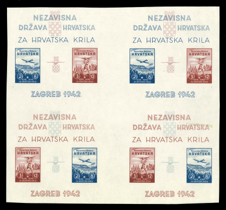 Stamp of Croatia Croatia 1942 Model Airplane imperforaed block of 4 miniature sheets