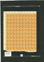 Stamp of Egypt » 1922 Crown Overprints 1922 Type I: 3m yellow-orange, second setting, first transfer, stone A, mint and mint nh complete marginal pane of one hundred (100), showing control number A.21, usual perf. reinforcements, fresh, very fine and scarce s
