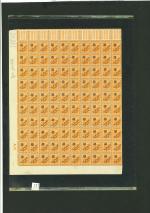 Stamp of Egypt » 1922 Crown Overprints 1922 Type II: 3m yellow-orange, mint and mint nh complete marginal pane of one hundred (100), showing control number A.21, usual perf. reinforcements, fresh, very fine and a scarce sheet from the Cairo Lithographed issue