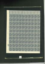 Stamp of Egypt » 1922 Crown Overprints 1922 Type II: 15m indigo, mint and mint nh complete marginal pane of one hundred (100), showing control number A.21, usual perf. reinforcements, fresh, very fine and a scarce sheet from the Cairo Lithographed issue
