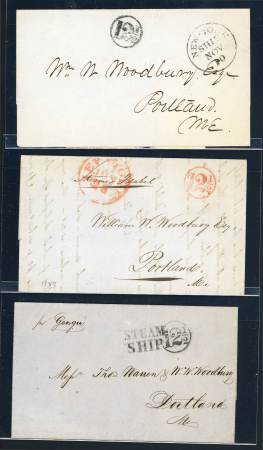 Stamp of United States » Incoming Mail Cuba 1847-51 group five entires to Maine, USa with circular 12 1/2 charge handstamps