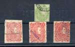 Stamp of Venezuela Venezuela 1871 50r used, 1879 5v and 1880 20b and 25b fiscally used