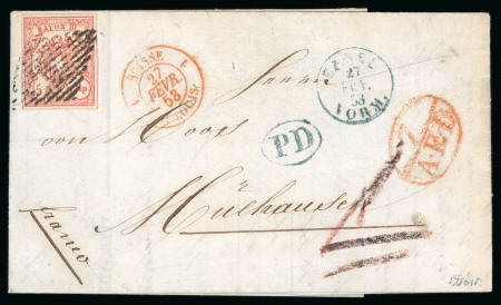Stamp of Switzerland / Schweiz » Rayonmarken » Rayon III (grosse Ziffer) 1853, Rayon III grosse Wertziffern