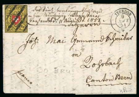 Stamp of Switzerland / Schweiz » Rayonmarken » Rayon II, gelb, ohne Kreuzeinfassung (STEIN B) 1851, Rayon II, Type B-RU, farbintensiv