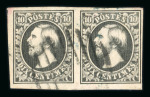 Stamp of Luxembourg Luxembourg 1852 First printing deep black used horizontal pair