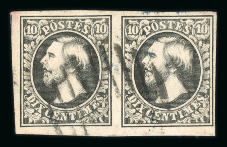 Stamp of Luxembourg Luxembourg 1852 First printing deep black used horizontal pair
