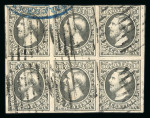 Stamp of Luxembourg Luxembourg 1853 Second printing greenish black used block of six