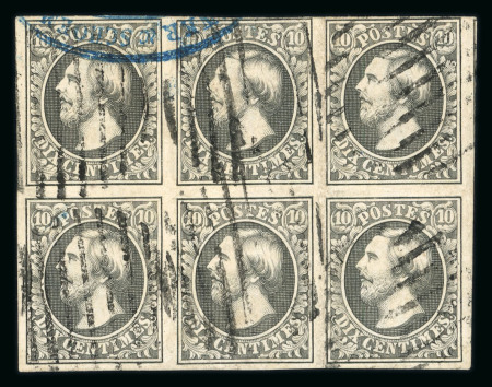 Stamp of Luxembourg Luxembourg 1853 Second printing greenish black used block of six