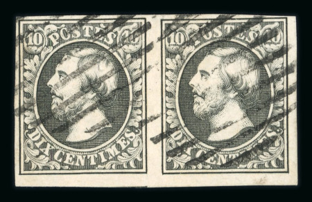Stamp of Luxembourg Luxembourg 1853 Second printing greenish black horizontal pair used