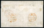 Stamp of Luxembourg Luxembourg 1854 Second printing 10c vertical strip of three entire to London