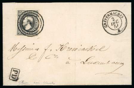 Stamp of Luxembourg Luxembourg 1853 Third Printing 10c bluish black cover Grevenmacher