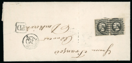 Stamp of Luxembourg Luxembourg 1854 double weightinternal entire with pair 10c