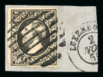 Stamp of Luxembourg Luxembourg 1854 4th Printing 10c velvet black on piece 