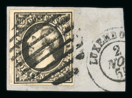 Stamp of Luxembourg Luxembourg 1854 4th Printing 10c velvet black on piece 