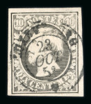 Stamp of Luxembourg Luxembourg 1858 Last Printing 10c grey four margins cds used