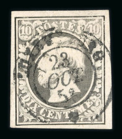 Stamp of Luxembourg Luxembourg 1858 Last Printing 10c grey four margins cds used
