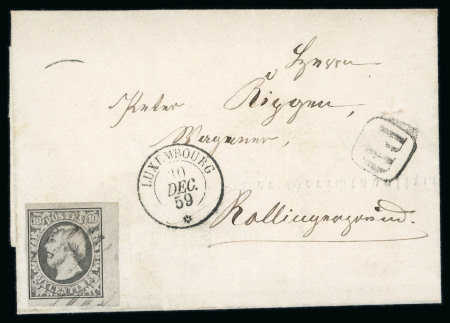 Stamp of Luxembourg Luxembourg 1858 Last Printing 10c grey bottom corner marginal on 1859 cover