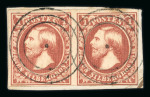 Stamp of Luxembourg Luxembourg 1852 10/9 First Printing 1Sgr brown-red pair used