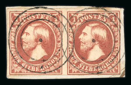 Stamp of Luxembourg Luxembourg 1852 10/9 First Printing 1Sgr brown-red pair used
