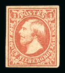 Stamp of Luxembourg Luxembourg 1854 2nd Printing 1 Sgr. red-orange, Liez printing with reversed watermark, four good to close margins with original gum