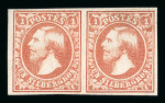 Stamp of Luxembourg Luxembourg 1854 3rd Printing 1Sgr red-orange pair and single reversed watermark unused