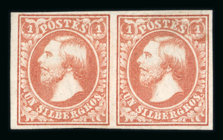 Stamp of Luxembourg Luxembourg 1854 3rd Printing 1Sgr red-orange pair and single reversed watermark unused
