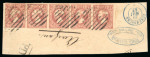 Stamp of Luxembourg Luxembourg 1844 4th printing 1Sgr used strip of five on piece