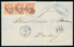 Stamp of Luxembourg Luxembourg 1857 entire from La Rochette with strip of three 1Sgr