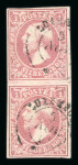 Stamp of Luxembourg Luxembourg 1858 1Sgr carmine rose vertical pair used double-ring Luxembourg cds, 