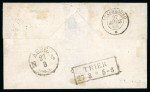 Stamp of Luxembourg Luxembourg 1860s 1Sgr outer letter sheet from Bettembourg with circular cork handstamp 
