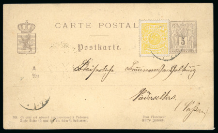 Stamp of Luxembourg Luxembourg 1886 Haarlem 5c  yellow on 5c Arms stationery card used