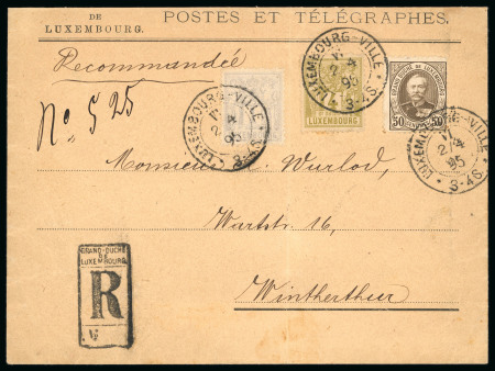 Stamp of Luxembourg Luxembourg 1895 mixed issue franking registered cover to Switzerland