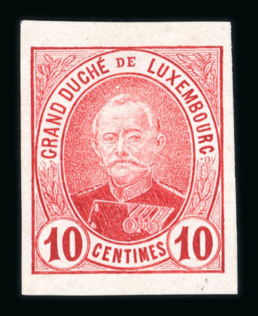 Stamp of Luxembourg Luxembourg 1890s Adolf 10c imperf red essay on thin paper