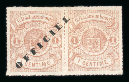 Stamp of Luxembourg Luxembourg 1875 1c small Official pair, one without overprint hinged mint