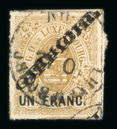 Stamp of Luxembourg Luxembourg Official 1875 Un Franc double overprint on piece and inverted used