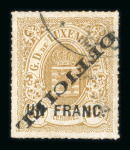 Stamp of Luxembourg Luxembourg Official 1875 Un Franc double overprint on piece and inverted used